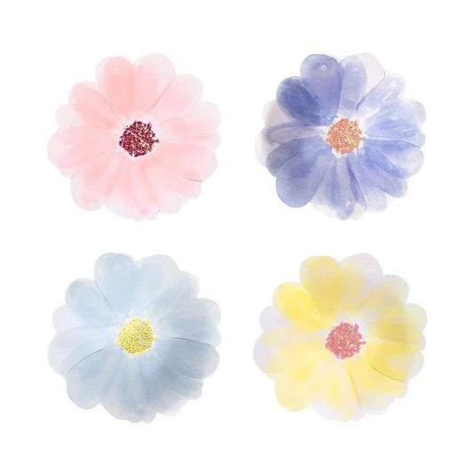 Small Flower Plates , Set of 8 Flower Garden Small Paper Plates in 4 Pastel Shades by Meri Meri, Great floral plates for spring! - Cohasset Party Supply