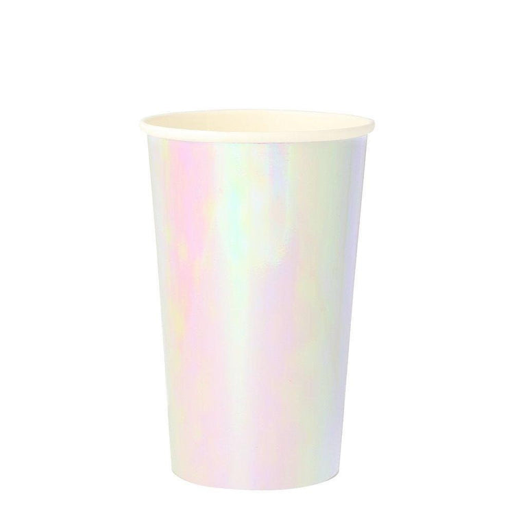 Tall Iridescent Pink Party Cups, Set of 8 Meri Meri Beautiful Basics Iridescent Highball Paper Cups, Holds 14 Ounces