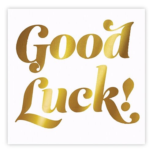 Good Luck Napkins,  Set of 20 Gold Foil Napkins with the text "Good Luck"