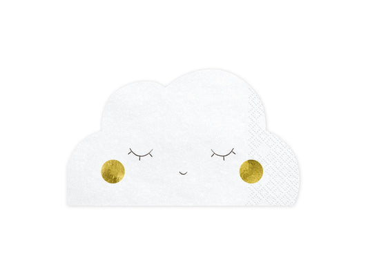 Cloud Shaped Napkins, Set of 20 Cloud Napkins with a Sleeping Smiley Face, Perfect Touch for a Baby Shower or Spring Birthday