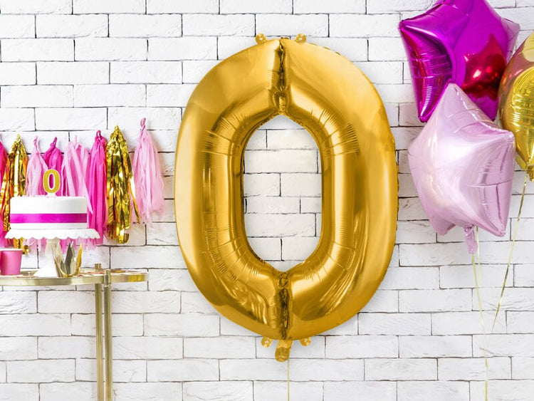 Large Gold Number Birthday Balloon,  Pick Your Number, 34 Inches Tall