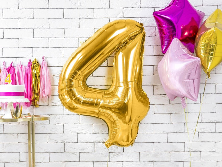 Large Gold Number Birthday Balloon,  Pick Your Number, 34 Inches Tall