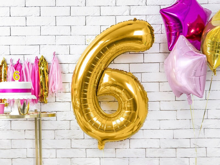 Large Gold Number Birthday Balloon,  Pick Your Number, 34 Inches Tall