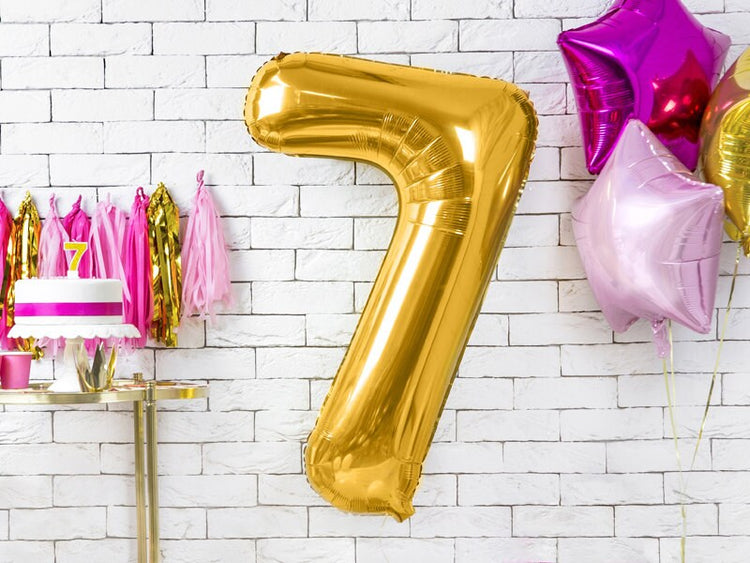 Large Gold Number Birthday Balloon,  Pick Your Number, 34 Inches Tall