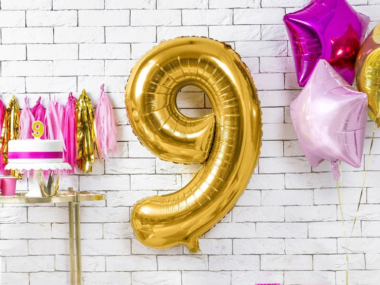 Large Gold Number Birthday Balloon,  Pick Your Number, 34 Inches Tall