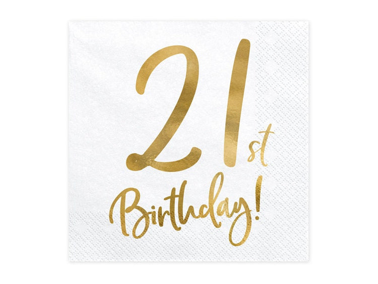 Gold Birthday Number Napkins, Set of 20 Birthday Napkins, Pick your Birthday Number: Available in 18, 21, 30, 40, 50, 60 and 70