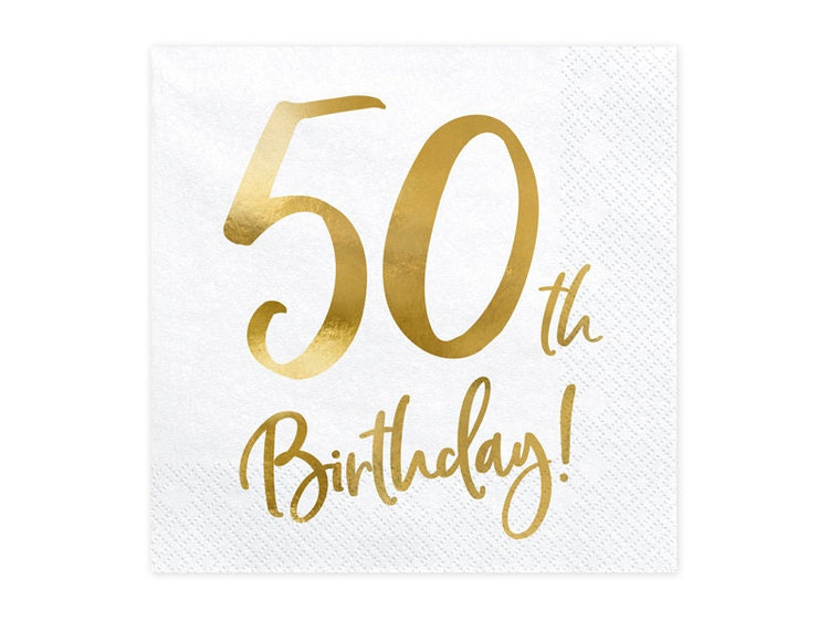 Gold Birthday Number Napkins, Set of 20 Birthday Napkins, Pick your Birthday Number: Available in 18, 21, 30, 40, 50, 60 and 70