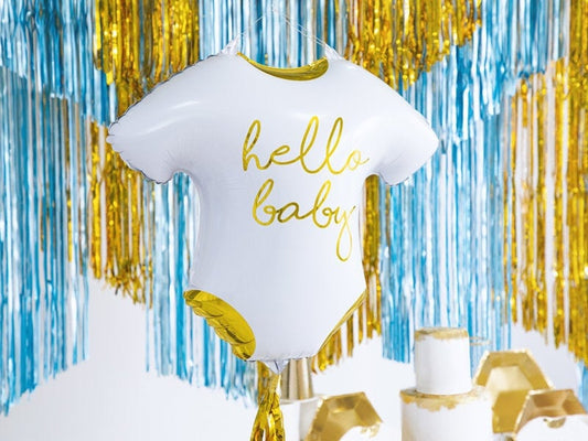 Hello Baby Balloon, 20" Onesie Baby Shower Mylar Balloon, Can Be Inflated With or Without Helium
