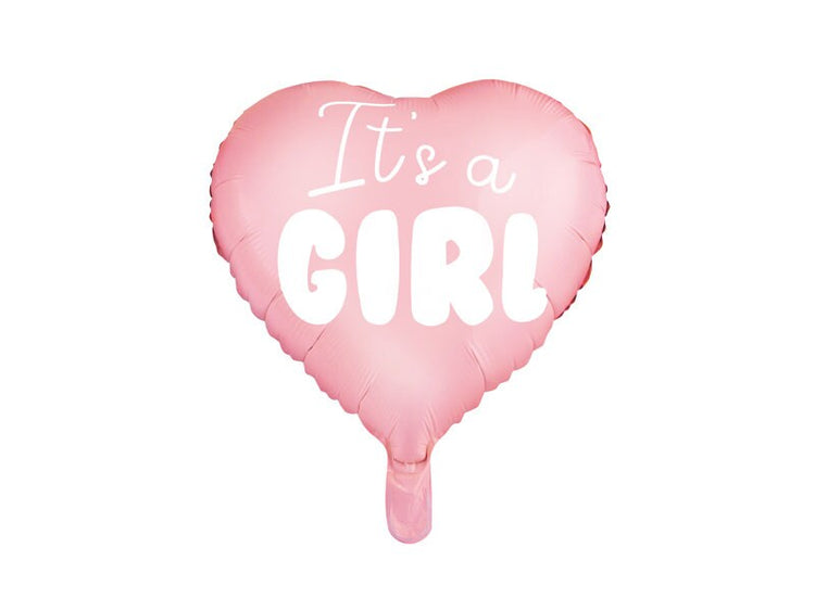 It's A Girl Balloon,  Pink Heart Baby Girl Mylar Balloon, Can Be Inflated With or Without Helium
