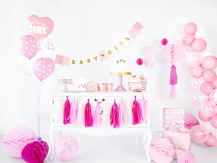 It's A Girl Balloon,  Pink Heart Baby Girl Mylar Balloon, Can Be Inflated With or Without Helium