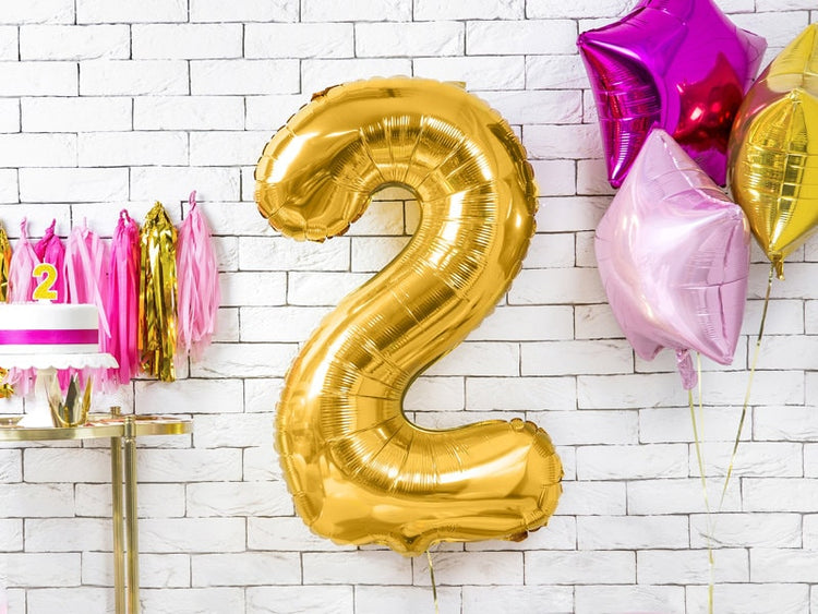 Large Gold Number Birthday Balloon,  Pick Your Number, 34 Inches Tall