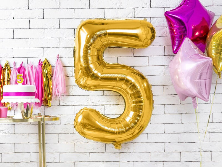 Large Gold Number Birthday Balloon,  Pick Your Number, 34 Inches Tall