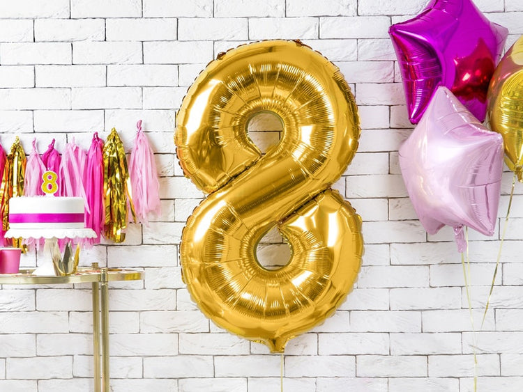 Large Gold Number Birthday Balloon,  Pick Your Number, 34 Inches Tall