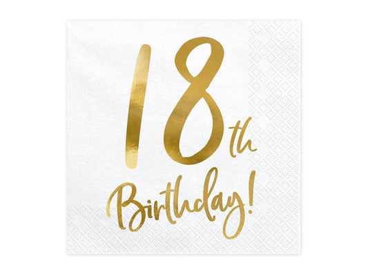Gold Birthday Number Napkins, Set of 20 Birthday Napkins, Pick your Birthday Number: Available in 18, 21, 30, 40, 50, 60 and 70