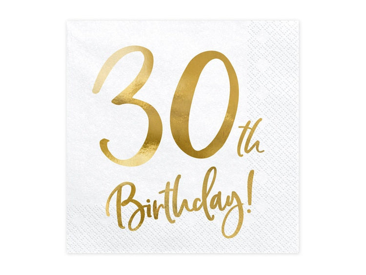 Gold Birthday Number Napkins, Set of 20 Birthday Napkins, Pick your Birthday Number: Available in 18, 21, 30, 40, 50, 60 and 70
