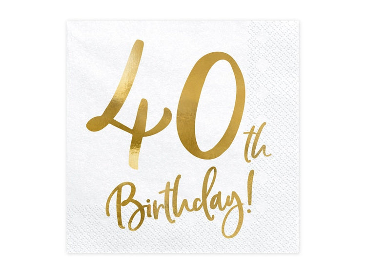Gold Birthday Number Napkins, Set of 20 Birthday Napkins, Pick your Birthday Number: Available in 18, 21, 30, 40, 50, 60 and 70