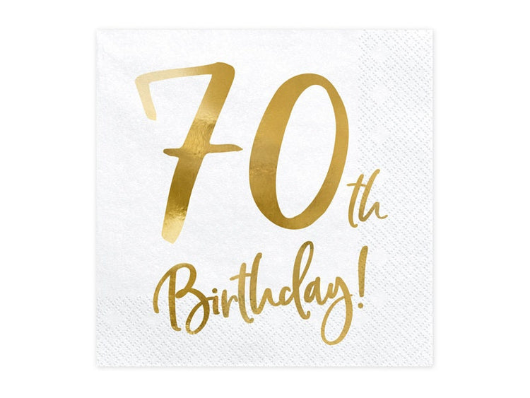 Gold Birthday Number Napkins, Set of 20 Birthday Napkins, Pick your Birthday Number: Available in 18, 21, 30, 40, 50, 60 and 70