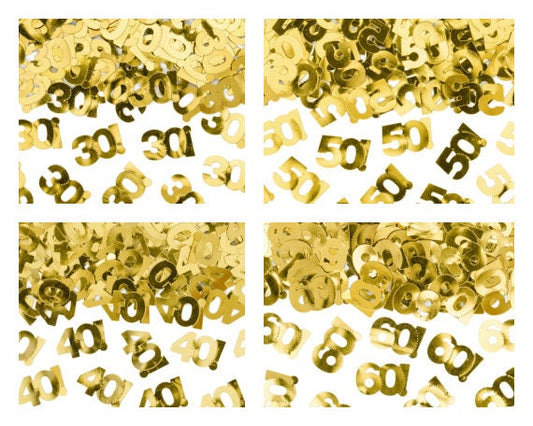 Gold Birthday Party Number Confetti, Add the Perfect Touch of Gold Sparkle To Your Next Birthday Party, Pick from 30, 40, 50, or 60!
