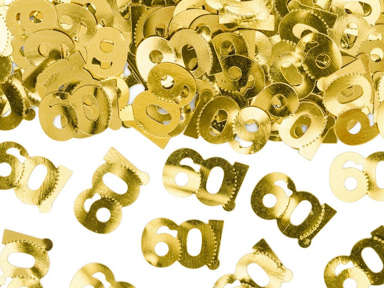 Gold Birthday Party Number Confetti, Add the Perfect Touch of Gold Sparkle To Your Next Birthday Party, Pick from 30, 40, 50, or 60!
