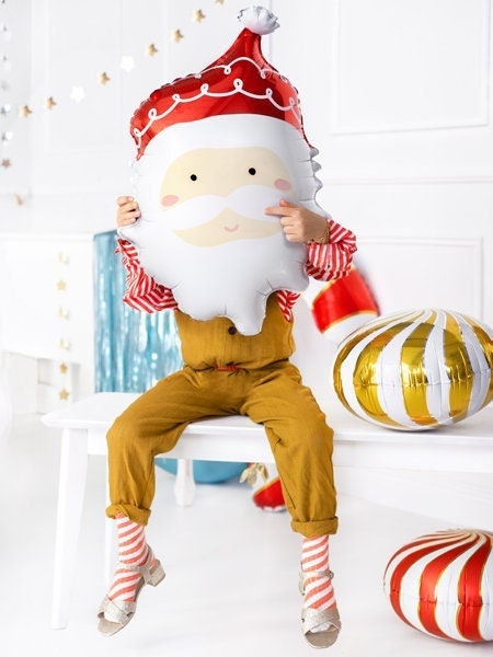 Giant Santa Balloon, Jumbo Glossy Santa Foil Balloon, Adorable Christmas decor, 14.5 x 23.5''