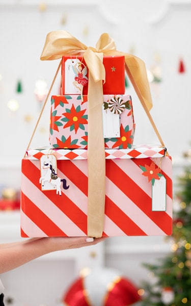 Nutcracker Gift Tags, Set of 12 Nutcracker Paper Gift Tags in 4 Designs with Gold String