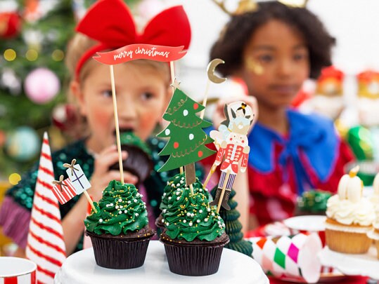 Nutcracker Cake Topper, Includes 6 Nutcracker-Themed Toppers on Sticks