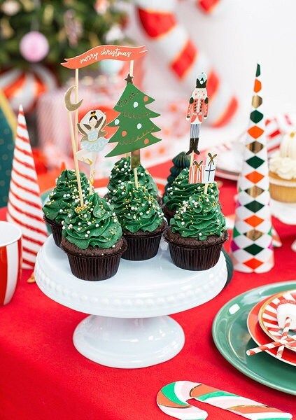 Nutcracker Cake Topper, Includes 6 Nutcracker-Themed Toppers on Sticks