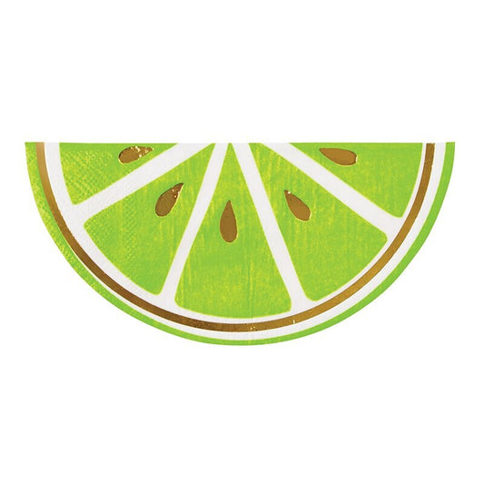 Lime Paper Napkins, Set of 20 Die-Cut Lime Napkins with Gold Foil Details