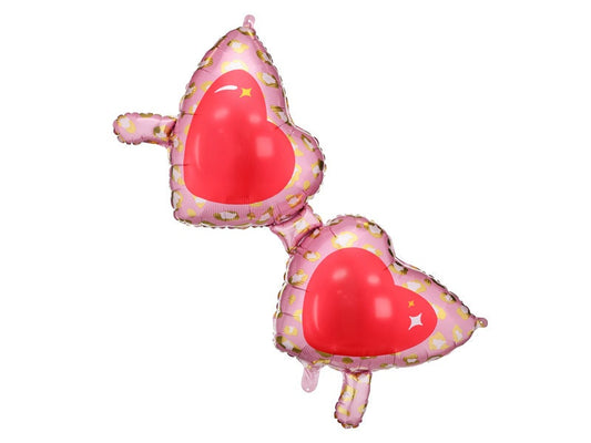 Heart Glasses Balloon, 45" Long Mylar Heart Sunglasses Balloon, Fun Party Decoration, Inflate with Straw (included)