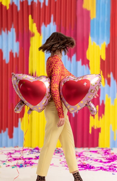 Heart Glasses Balloon, 45" Long Mylar Heart Sunglasses Balloon, Fun Party Decoration, Inflate with Straw (included)