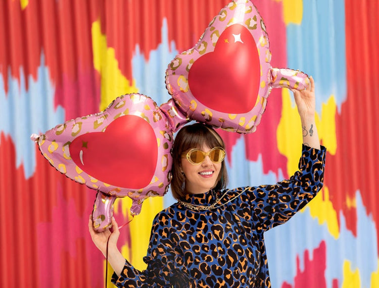 Heart Glasses Balloon, 45" Long Mylar Heart Sunglasses Balloon, Fun Party Decoration, Inflate with Straw (included)