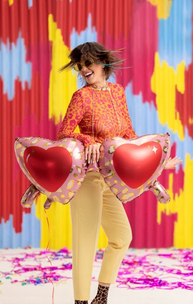 Heart Glasses Balloon, 45" Long Mylar Heart Sunglasses Balloon, Fun Party Decoration, Inflate with Straw (included)