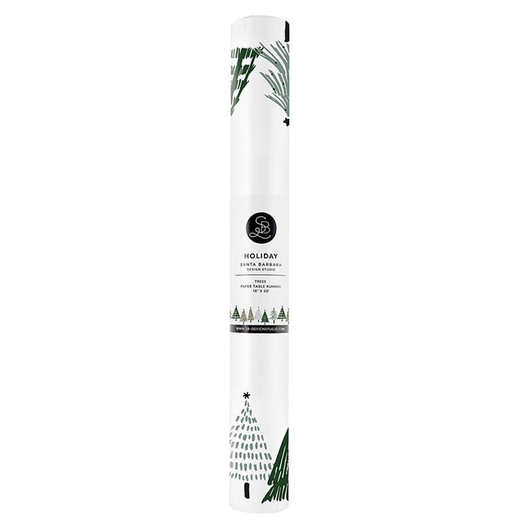 Christmas Trees Table Runner," Transform your Holiday Tablescape with this Green Christmas Tree Paper Runner, 50' L x 18" W