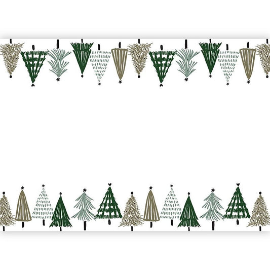 Christmas Trees Table Runner," Transform your Holiday Tablescape with this Green Christmas Tree Paper Runner, 50' L x 18" W