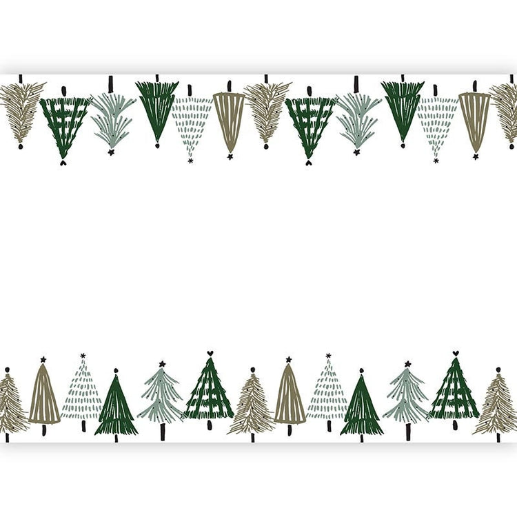 Christmas Trees Table Runner," Transform your Holiday Tablescape with this Green Christmas Tree Paper Runner, 50' L x 18" W