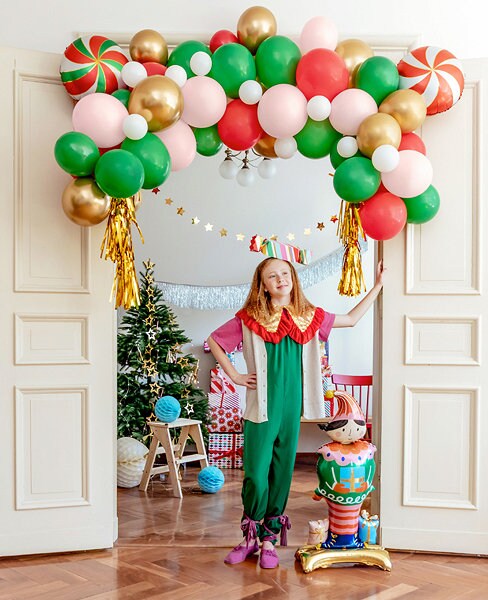 Giant Elf Balloon, Jumbo Standing Elf Foil Balloon, Adorable Children's Christmas Decor, Inflate with Included Straw