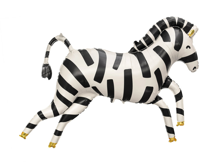 Large Mylar Zebra Balloon, 39" Tall with Gold Foil Hooves, Great for a Safari Birthday - Cohasset Party Supply