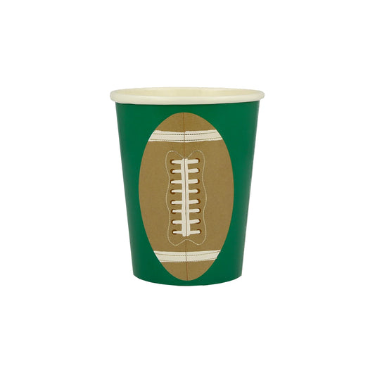 Football Cups, Set of 8 Football Cups by Meri Meri, Holds 9 Ounces - Cohasset Party Supply