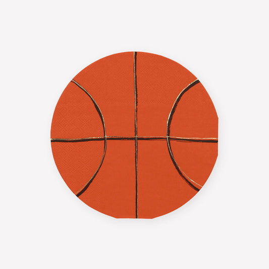 Basketball Napkins, Set of 16 Basketball Napkins by Meri Meri, 6.5" Diameter - Cohasset Party Supply