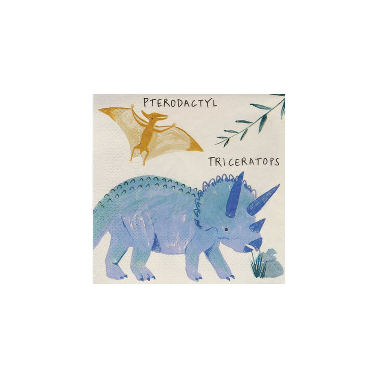 Dinosaur Party Napkins, Set of 16 Dinosaur Kingdom Small Paper Napkins by Meri Meri, 5" x 5" - Cohasset Party Supply