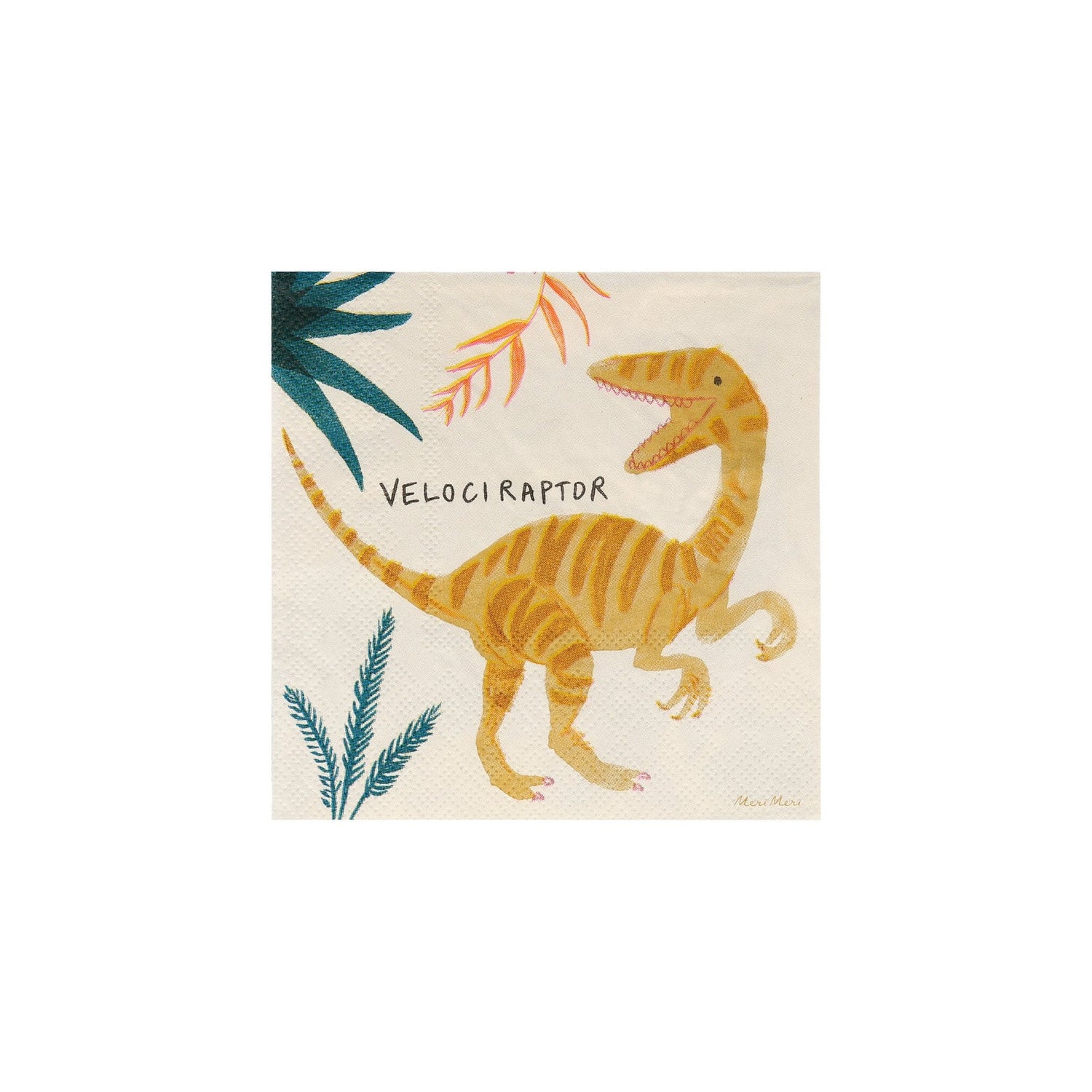 Dinosaur Party Napkins, Set of 16 Dinosaur Kingdom Small Paper Napkins by Meri Meri, 5" x 5" - Cohasset Party Supply