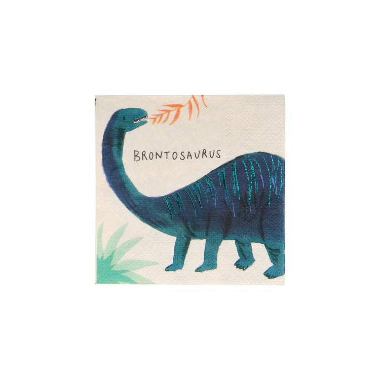 Dinosaur Party Napkins, Set of 16 Dinosaur Kingdom Small Paper Napkins by Meri Meri, 5" x 5" - Cohasset Party Supply