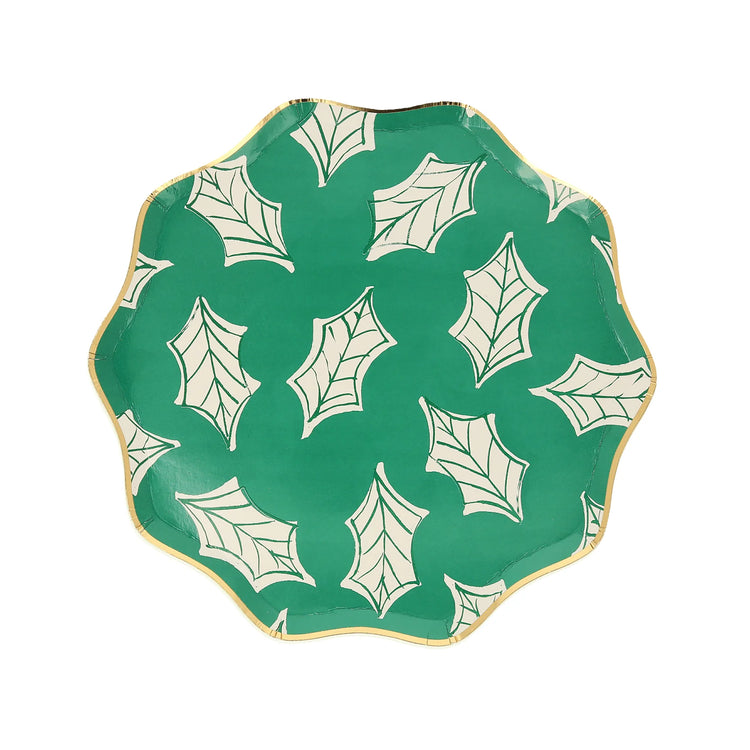 Block Print Christmas Small Paper Plates, Set of 8 Meri Meri Christmas Side Party Plates, 8.5" x 8.5"