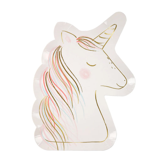 Unicorn Plates , Set of 8 Gold Foil Unicorn Paper Plates by Meri Meri, Great for a Unicorn-Themed Birthday Party - Cohasset Party Supply