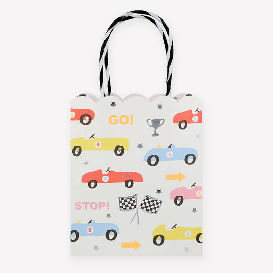 Race Car Party Bags, Set of 8 Race Car Favor Bags by Meri Meri, Great for a Car-Themed Birthday Party - Cohasset Party Supply