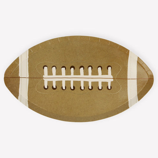 Football Plates, Set of 8 Football Plates by Meri Meri, 12.6" Long - Cohasset Party Supply