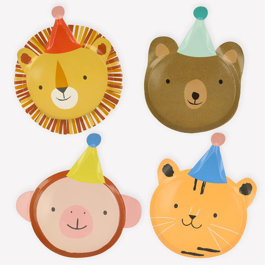 Animal Parade Paper Plates, Set of 8 Party Animal Party Plates from the Meri Meri Animal Parade Collection in 4 Styles, Fun for an Animal or Safari Themed Birthday Party! - Cohasset Party Supply