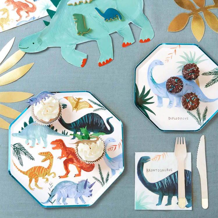 Dinosaur Party Napkins, Set of 16 Dinosaur Kingdom Small Paper Napkins by Meri Meri, 5" x 5" - Cohasset Party Supply