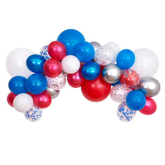 4th of July Balloon Garland Kit, Features 40 Plain and Metallic Balloons and 9 Confetti Balloons by Meri Meri - Cohasset Party Supply