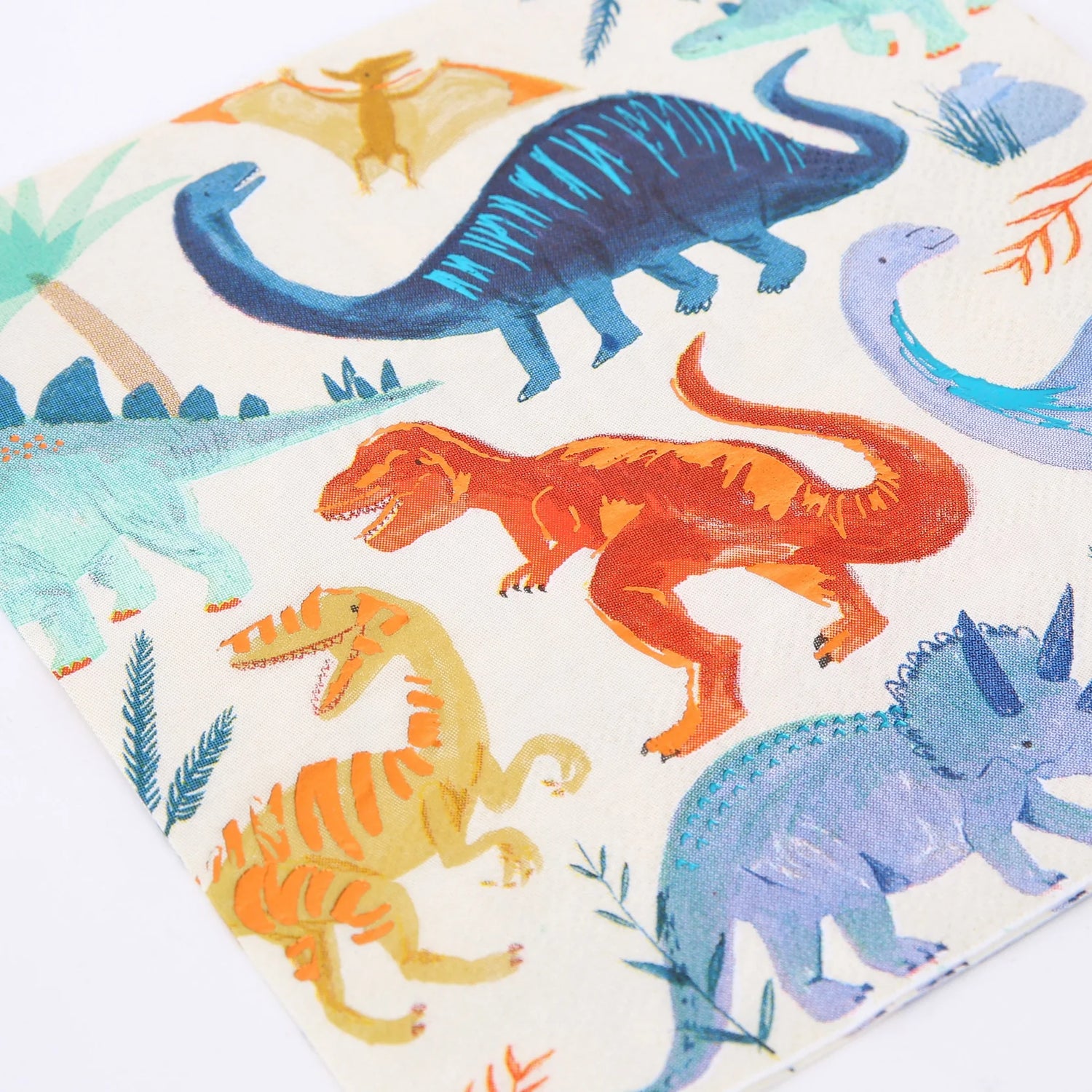 Dinosaur Party Napkins, Set of 16 Dinosaur Kingdom Large Paper Napkins by Meri Meri, 6.5" x 6.5" - Cohasset Party Supply